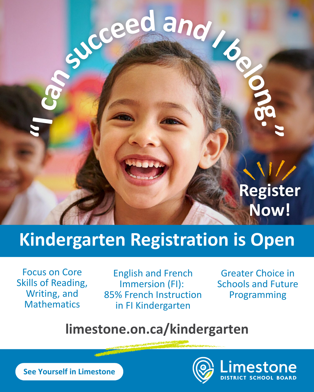 2026 1 5 Kindergarten Student Registration Social Media and E Newsletter Graphics